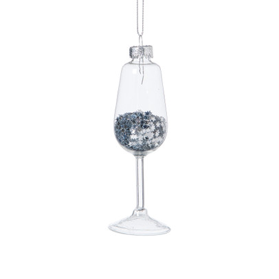 Kersthanger glas met sterretjes - zilverkleurig - ø4x12 cm